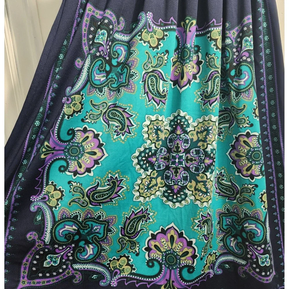 Speechless Kids Girls Navy Blue Paisley Smocked Empire Waist Maxi Dress Size 14‎